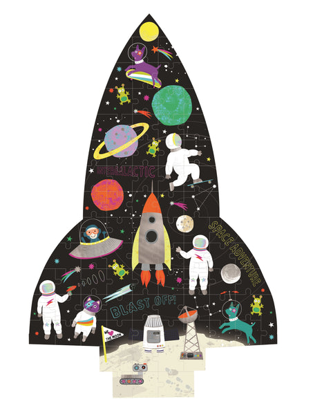 Floss & Rock 80 Pc Shaped Jigsaw Puzzle Rocket