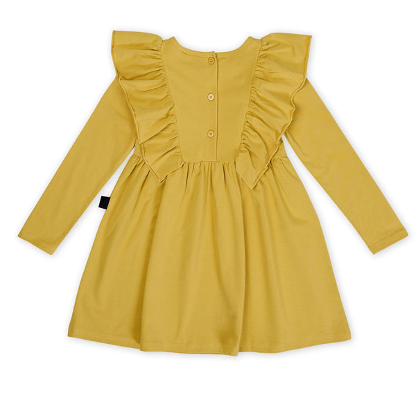 Honeycomb Waisted Ruffle Dress