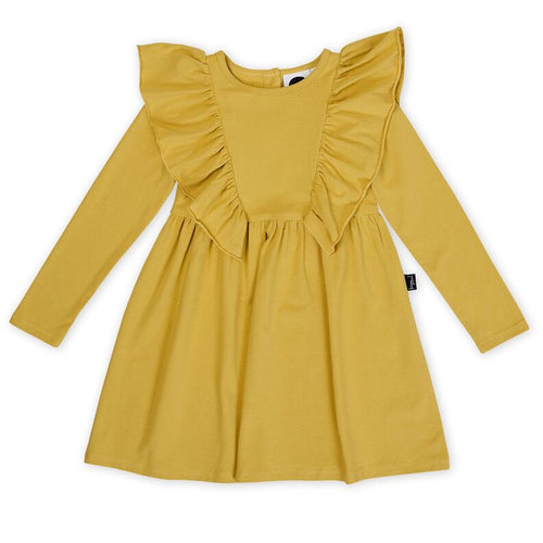 Honeycomb Waisted Ruffle Dress