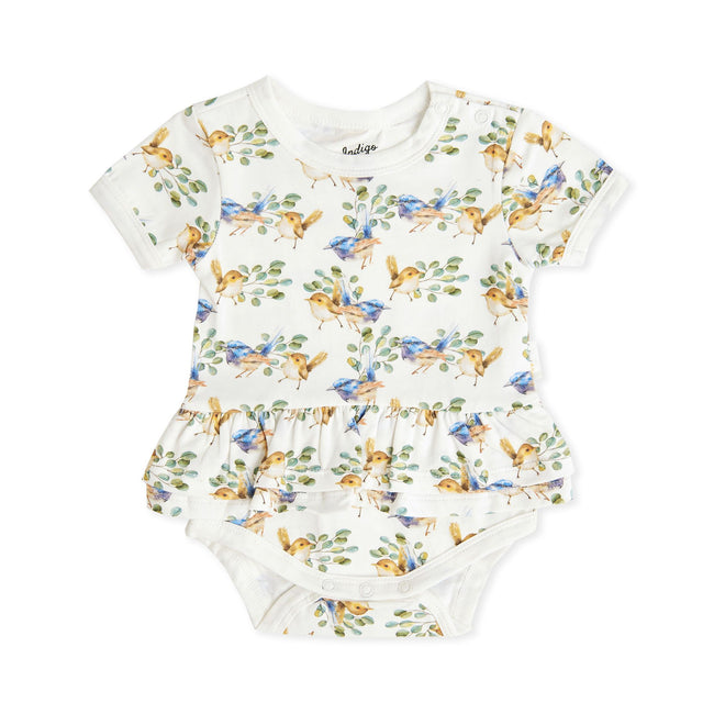 Indigo & Lellow | Fairy Wrens Ruffle Bodysuit - LAST Size 0000, 00