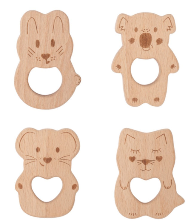 Kippin | Natural Beech Wood Teething Toy - Kitty