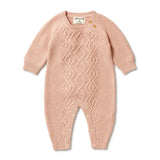 Wilson & Frenchy Knitted Cable Growsuit Rose