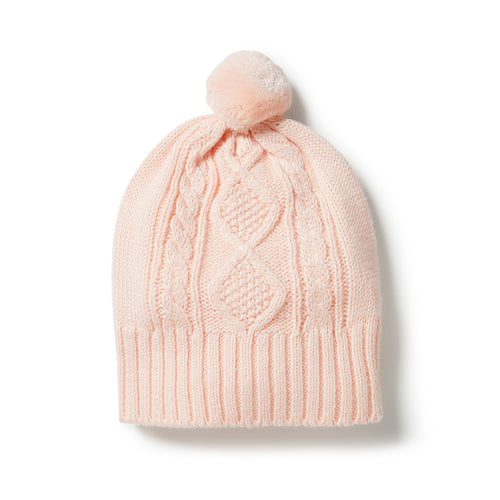 Wilson & Frenchy Knitted Mini Cable Hat Blush