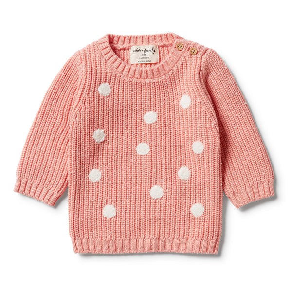 Wilson & Frenchy | Knitted Spot Jumper - Flamingo Fleck