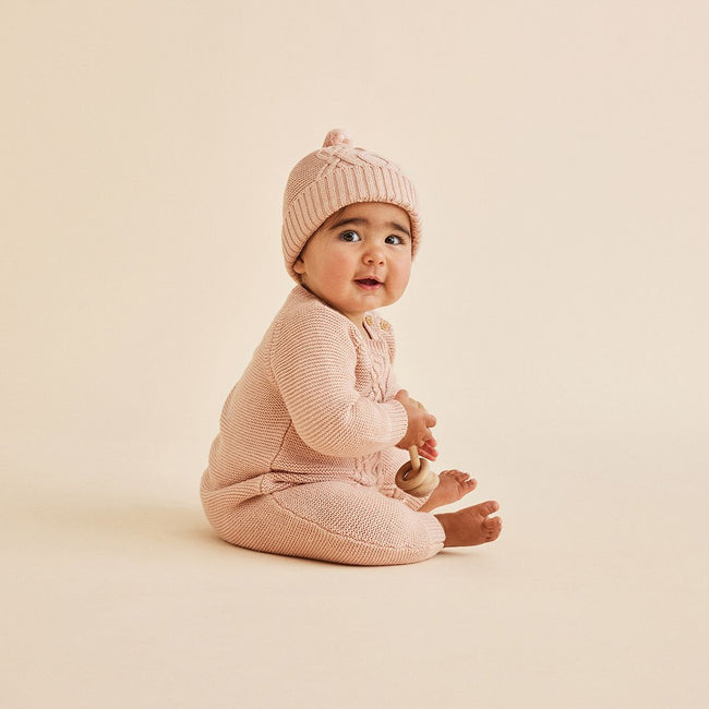 Wilson & Frenchy | Knitted Cable Growsuit - Rose