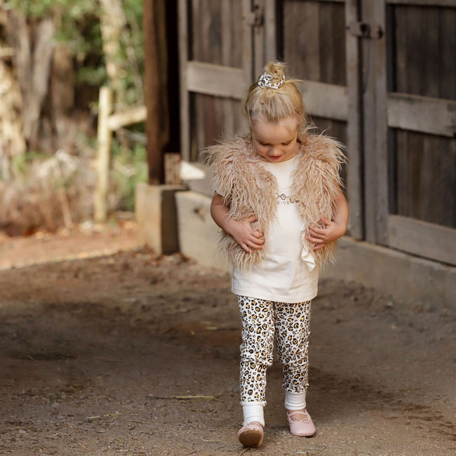 Kapowkids | Mushroom Faux Fur Shaggy Vest - LAST Size 3, 4