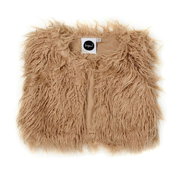 Kapowkids | Mushroom Faux Fur Shaggy Vest - LAST Size 3, 4