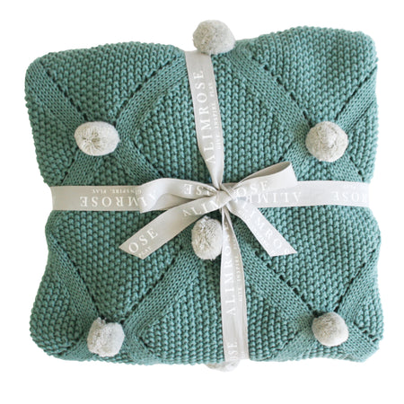 Alimrose | Organic Pom Pom Baby Blanket - Oatmeal