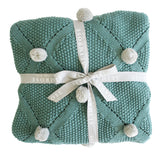 Alimrose | Organic Pom Pom Baby Blanket - Sage