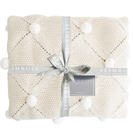 Alimrose | Organic Pom Pom Baby Blanket - Sage
