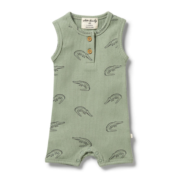 Wilson & Frenchy Organic Rib Growsuit - Little Croc