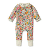 Wilson & Frenchy Organic Zipsuit with Feet - Birdy Floral