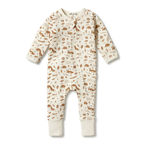 Wilson & Frenchy Organic Zipsuit with Feet - Hello World