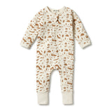 Wilson & Frenchy Organic Zipsuit with Feet - Hello World