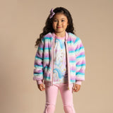 Rock Your Baby | Pastel Stripe Faux Fur Jacket