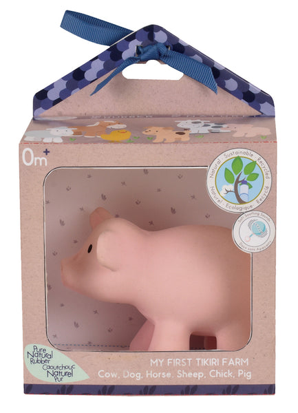 Tikiri | Pig - Natural Rubber Baby Rattle & Bath Toy