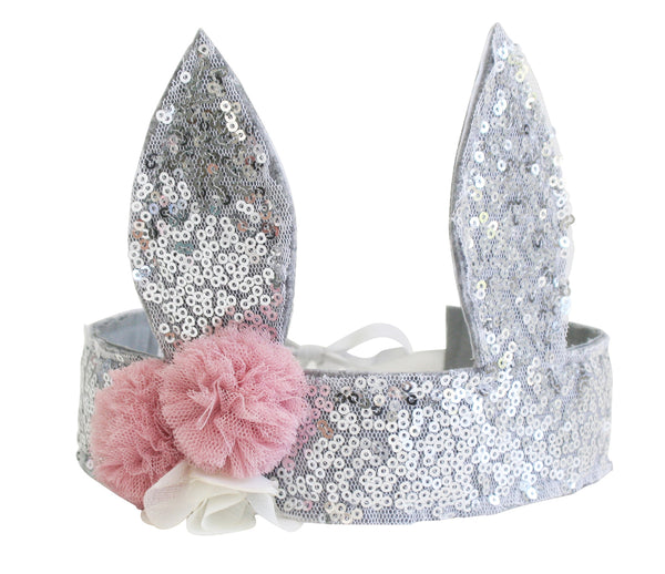 Alimrose | Sequin Bunny Crown - Silver
