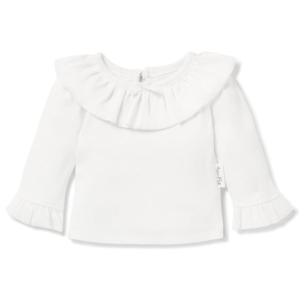 Aster & Oak Snow Rib Ruffle Top