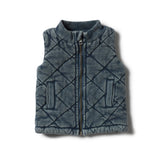 Wilson & Frenchy | Steel Blue Washed Back Quilted Vest - LAST Size 000