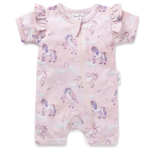 Aster & Oak Unicorn Zip Romper