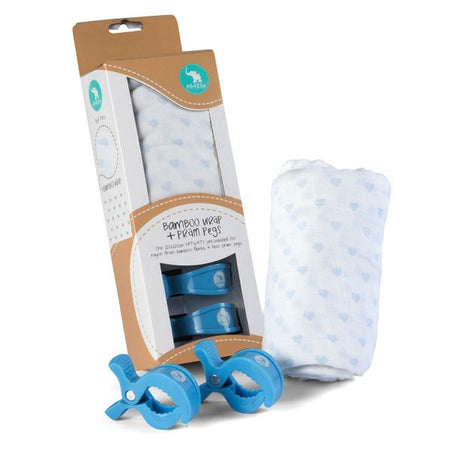 Muslin Wrap & 2 Pram Pegs – Abstract Blue