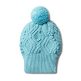 Wilson & Frenchy | Petit Blue Cable Knitted Pom Pom Beanie