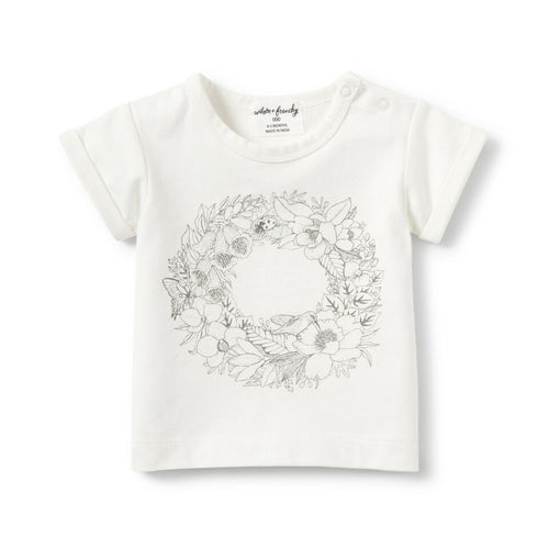 Wilson & Frenchy | Wreath Rolled Cuff Tee - LAST Size 0000, 00