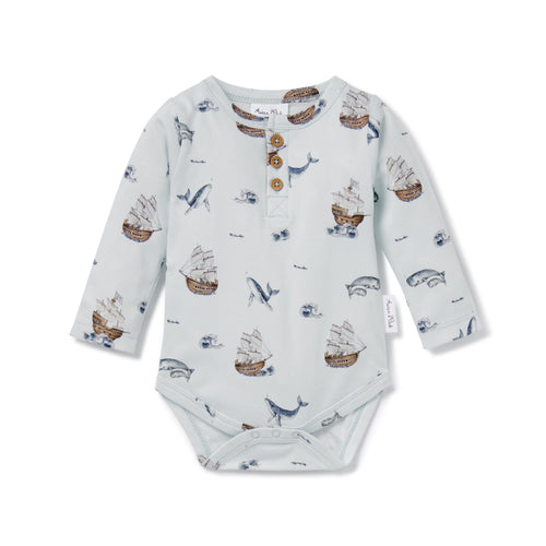 Aster & Oak  Whale Henley Onesie